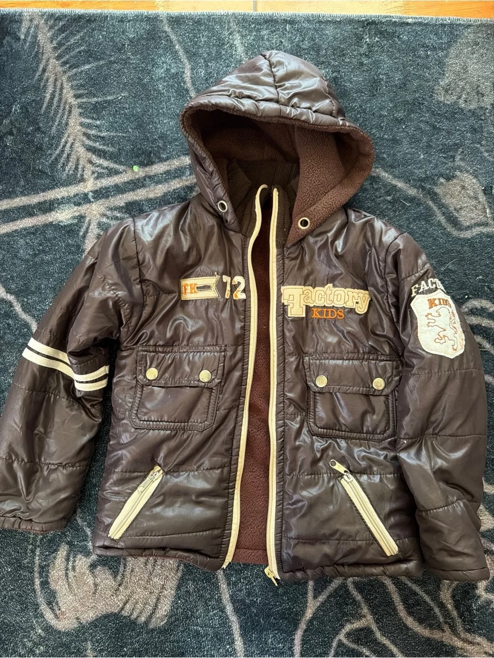 Vintage Brown Hooded Puffer Jacket size 4-5T